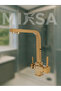 Luxury Square Polished Gold Sink Kitchen Faucet (Hot-Cold Inlet, Brass Material, Rustproof) - 2