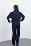 Women's Navy Blue 3-Piece Tracksuit Set Zippered Sweatshirt Shorts Pants - 8