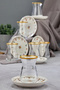Colored Floral Gold Decorated 12-Piece 6-Person Tea Glass, Tea Set - 7