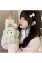 Labubu Winter Snow Gloves Plush Luxury Soft Buttoned Cover Fingerless Boys Girls Children Gift