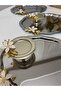 Two Models 6 Pieces Steel Oval Trays with Lily Decoration and Silver Lily Decorated Turkish Delight Containers