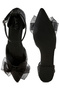 Women Tweed Mary Jane Sandals in Black - 5