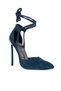 Women Lace Up Stiletto Heel Suede Sandals in Dark Blue