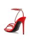 Women Rhinestone Embellished Stiletto Sandals in Red - 3