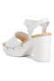 Women Recycled Leather High Block Sandals in White - 3
