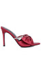 Women Rhinestone Bow Embellished Stiletto Sandals in Burgundy - 2
