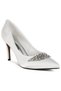 Women Diamante Brooch Detail Satin Pumps in White