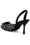 Women Mesh Checkered Pointy Stiletto Heels in Black - 3