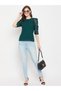 Women Green Mesh Puff Sleeve Top - 2