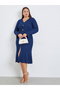 Plus Size Ribbed Knit Button Detail Midi Dress