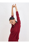 Women Red Waffle Knit Long Sleeve Top - 6