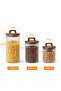 Set of 3 Glass Jars with Wooden Handle and Lid |   1250 ml + 950 ml + 650 ml |   Food Storage Jar - 8