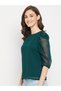 Women Green Mesh Puff Sleeve Top - 3