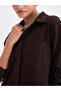 Women Coffee Brown Waffle Knit Button Down Shirt - 4