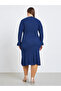 Plus Size Ribbed Knit Button Detail Midi Dress - 5