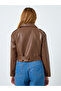 Women Brown Faux Leather Biker Jacket - 5