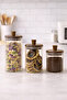 Set of 3 Glass Jars with Wooden Lid 420 ml + 330 ml + 250 ml |   Spice Coffee Storage Jar - 2