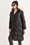 Hooded Long Pocket Hat Zippered Puffer Coat Red - 3