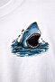 تي شيرت Shark مطبوع الأساسي بأكمام طويلة للجنسين - مقاس عادي - 3