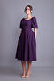 Plum Balloon Sleeve Square Neck Midi Dress - 2