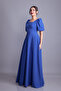 Denim Blue Balloon Sleeve Square Neck Maxi Dress - 2