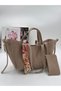 Suede Beige Women's Polen Hand and Shoulder Bag