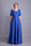 Denim Blue Balloon Sleeve Square Neck Maxi Dress