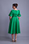 Grass Green Balloon Sleeve Square Neck Midi Dress - 7