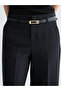 Black Belted Standard Fit Women's Trousers - 5