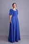 Denim Blue Balloon Sleeve Square Neck Maxi Dress - 3