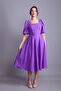 Lilac Balloon Sleeve Square Neck Midi Dress - 4