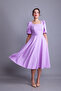 Lilac Balloon Sleeve Square Neck Midi Dress - 5