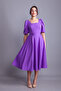 Lilac Balloon Sleeve Square Neck Midi Dress - 5