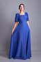 Denim Blue Balloon Sleeve Square Neck Maxi Dress - 4
