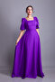 Purple Balloon Sleeve Square Neck Maxi Dress - 4