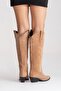 Ania Toprak Suede Genuine Leather Women's Western Boots - 6