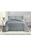Destina Double Bedspread Set 220X240Cm - Padded Quilted Flannel Fabric - Gray with 2 Pillowcases - 5