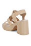 Women Chunky Pin Buckle Platform Heels in Beige - 3