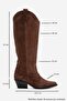 Ania Brown Suede Genuine Leather Women's Western Boots - 3