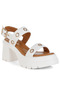 Women Eyelet Detail Platform Heel Sandals in White