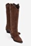 Ania Brown Suede Genuine Leather Women's Western Boots