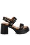 Women Eyelet Detail Platform Heel Sandals in Black - 2