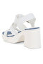 Women Chunky Pin Buckle Platform Heels in White - 3