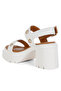 Women Eyelet Detail Platform Heel Sandals in White - 3