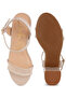 Women Mesh Pin Buckle Block Heels in Beige - 5