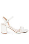 Women Mesh Pin Buckle Block Heels in White - 2