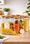Lignora 12-Piece Glass Jar Set with Wooden Lid, Vacuum Lid Legume Set 1500 ml