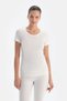 500V504 Women's Short Sleeve O Neck Thermal Underwear Set-Ecru - 5