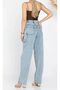 Alley Karyıkama High-Waisted Street Style Trend Jeans with Side Buckle and Epaulettes Gray Jean - 4