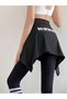 Women's Black Tie-Up Yoga and Tennis Skirt - Leggings Top Hip Covering Pareo - 3